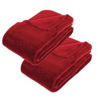 2x Stuks grote Fleece deken/fleeceplaid rood 180 x 230 cm polyester