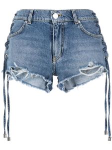 PINKO short en jean à détail de laçage - Bleu