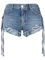 PINKO short en jean à détail de laçage - Bleu