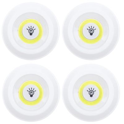 Kastlampen rond - set 4x - dimmer - LED lampen - wit - D9 cm - zelfklevend