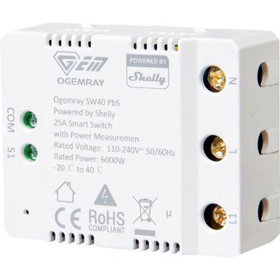 Shelly Ogemray smarter Relaisschalter 25 A Schakel-meetactor Bluetooth, WiFi