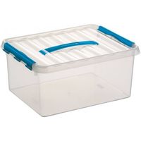 3x Kunststof opbergbak transparant/blauw 15 liter 40 cm - Opbergbox - thumbnail