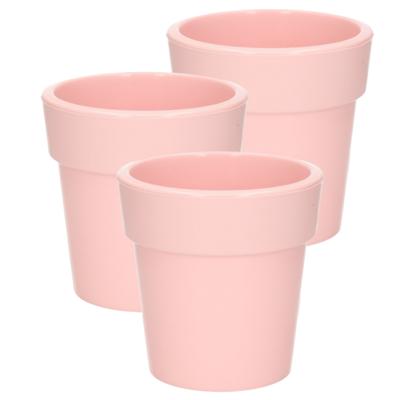 Hega Hogar Plantenpot - Set van 3x stuks - lichtroze - kunststof - 25 x 25 cm - binnen/buiten