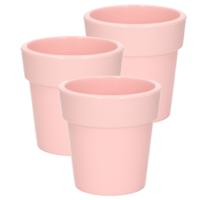 Hega Hogar Plantenpot - Set van 3x stuks - lichtroze - kunststof - 25 x 25 cm - binnen/buiten