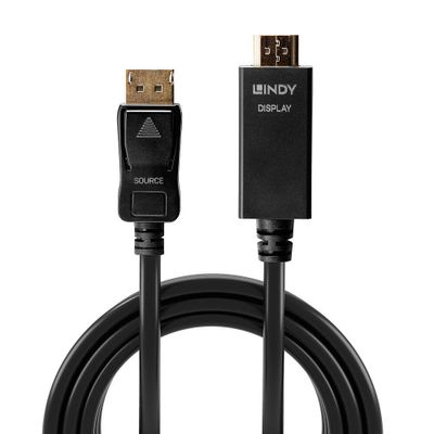 LINDY DisplayPort / HDMI Adapterkabel DisplayPort-stekker, HDMI-A-stekker 3.00 m Zwart 36923 DisplayPort-kabel