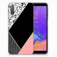 Samsung Galaxy A7 (2018) TPU Hoesje Zwart Roze Vormen - thumbnail