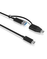 ICY BOX IB-CB034 USB-kabel 1 m USB 3.2 Gen 2 (3.1 Gen 2) USB C USB A Zwart - thumbnail