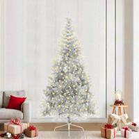 VidaXL Kunstmatig voorverlicht kerstboom met 300 led zilver 240 cm pet