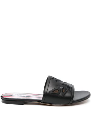 Thom Browne claquettes Icon Claquette en cuir - Noir