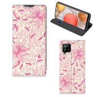 Samsung Galaxy A42 Smart Cover Pink Flowers