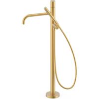 Vrijstaande badkraan Tres Study Exclusive | Hoogte uitloop 67.4 cm | Draaibare uitloop | Mengkraan | Rond | 24k Goud mat