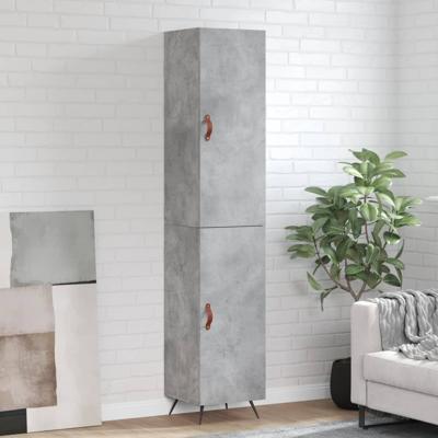 Hoge kast 34,5x34x180 cm bewerkt hout betongrijs