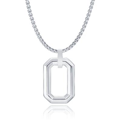 Mendes Herenketting met Minimalistische Geometrische Hanger - Zilver