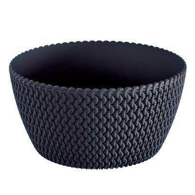 Plantenpot/bloempot tafelstuk - kunststof - D24 x H12 cm - antraciet