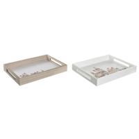 Snackdienblad DKD Home Decor Multicolour Hout MDF Cottage Huizen (2 Stuks) (40 x 30 x 5 cm)
