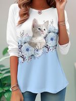 Casual Floral Crew Neck Loose T-Shirt