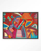 Urban Cotton Wandkleed 'Vida Marina' 110 x 145cm in Floating Frame - black