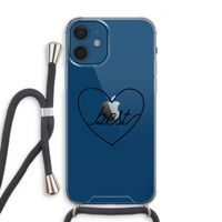 Best heart black: iPhone 12 Transparant Hoesje met koord