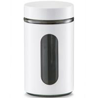 Voedsel keuken voorrraadpot - metaal - wit - 900 ml - met venster - blikken/bussen Voedsel keuken voorrraadpot - metaal - wit - 900 ml - met venster - blikken/bussen