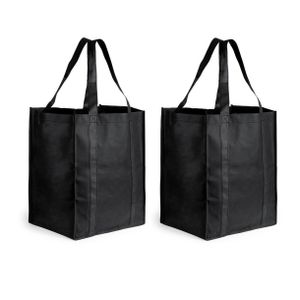 3x stuks boodschappen tassen/shoppers zwart 38 cm