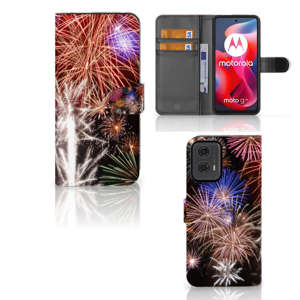 Motorola Moto G24 | G04 | G24 Power Wallet Case met Pasjes Vuurwerk