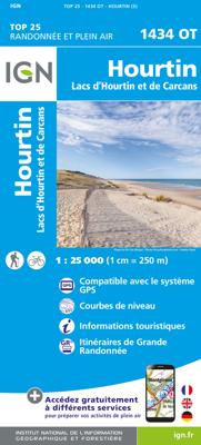 Topografische kaart - Wandelkaart 1434OT Hourtin, Lacs d'Hourtin Et De Carcans | IGN - Institut Géographique National