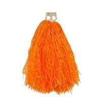 Cheerball/pompom oranje - 1x - met ringgreep - 33 cm - Cheerleader verkleed accessoires