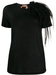 Nº21 t-shirt à détail de tulle - Noir