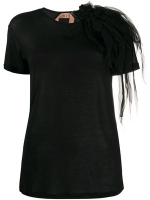 Nº21 t-shirt à détail de tulle - Noir