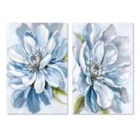 Schilderij Home ESPRIT Blauw Bloem Traditioneel 60 x 3 x 90 cm (2 Stuks)