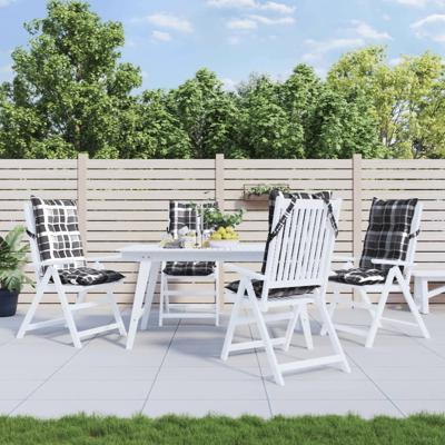 VidaXL Stoelkussens 4 st hoge rug ruitpatroon oxford stof grijs