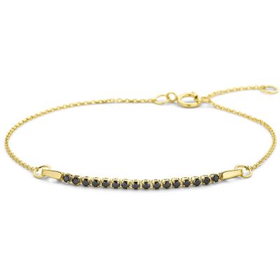 Armband geelgoud-spinel goudkleurig-zwart 16-18 cm