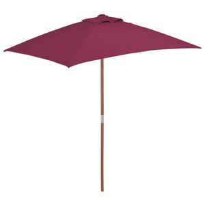 VidaXL Parasol met houten paal 150x200 cm bordeauxrood