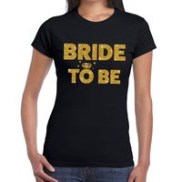 Bride to Be glitter tekst t-shirt zwart dames - thumbnail