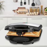 Clatronic ST 3778 Sandwich toaster Anti-aanbaklaag RVS, Zwart - thumbnail