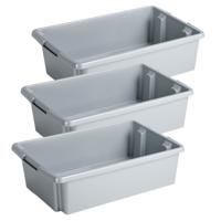 Sunware opslagbox Nesta - 3x - kunststof - 30 liter - lichtgrijs - 59 x 39 x 17 cm