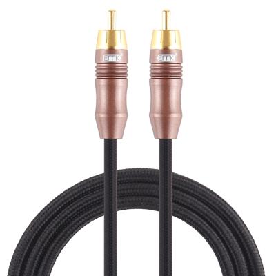 EMK 8mm RCA male tot 6mm RCA male vergulde plug katoen gevlochten audio coaxiale kabel voor Speaker versterker mixer lengte: 2m (zwart)