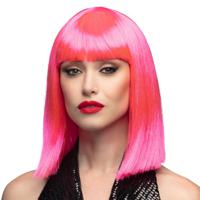 Verkleedpruik dames - roze - Cabaret/Hollywood/Diva - Carnaval - half lang chique haar