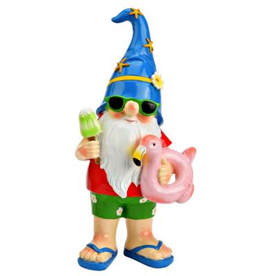 Wurm tuinkabouter - kunststeen - 26 x 12 cm - blauw/kleurrijk - tuinbeeld