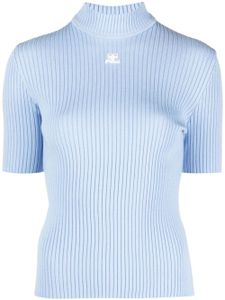 Courrèges pull Reedition en maille nervurée - Bleu