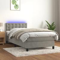 Boxspring met matras en LED fluweel lichtgrijs 80x200 cm