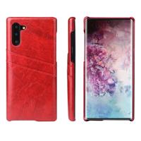Fierre Shann retro olie Wax textuur PU lederen draagtas met kaartsleuven voor Galaxy Note 10 (rood)