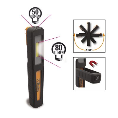 Beta Oplaadbare inspectie lampje, met dubbele lichtstraal: lamp en spot 1838P - 018380005