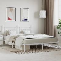 Bedframe met hoofdbord metaal wit 180x200 cm