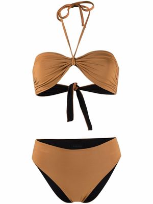 Fisico bikini bandeau à design réversible - Marron