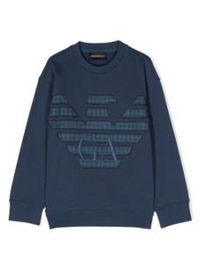 Emporio Armani Kids sweat en coton à patch logo - Bleu