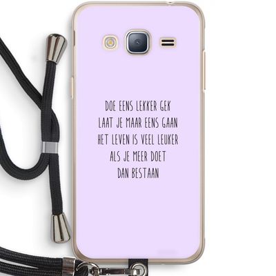 Gek: Samsung Galaxy J3 (2016) Transparant Hoesje met koord