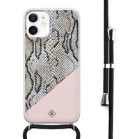 iPhone 12 mini hoesje met koord - Snake print roze