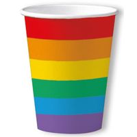 30x Regenboog thema Gay Pride wegwerp bekers 200 ml - Feestbekertjes - thumbnail