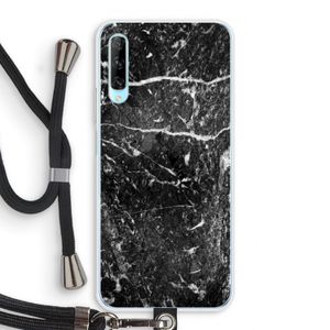 Zwart marmer: Huawei P Smart Pro Transparant Hoesje met koord